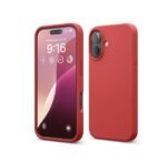 iPhone 16 Case, Premium Liquid Silicone Case, Full Body Protective Cover, Shockproof (Red)
