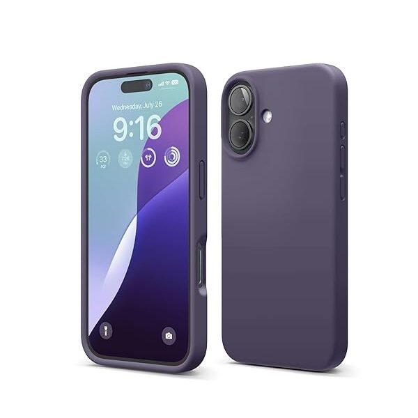 iPhone 16 Case, Premium Liquid Silicone Case, Full Body Protective Cover, Shockproof (Deep Lavender)