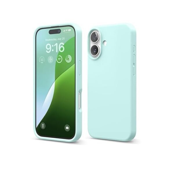 iPhone 16 Case, Premium Liquid Silicone Case, Full Body Protective Cover, Shockproof (Aqua Sky)