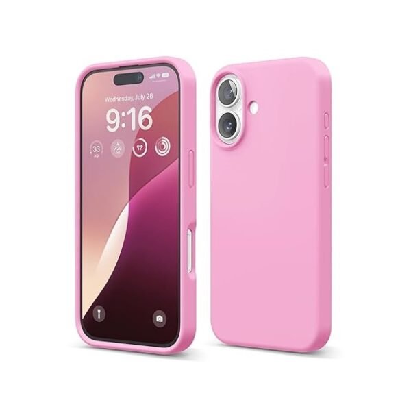 iPhone 16 Case, Premium Liquid Silicone Case, Full Body Protective Cover, Shockproof (Hot Pink)