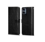 Flip Cover Back Case Cover for Samsung Galaxy A06 (Flexible | Leather Finish | Card Pockets Wallet & Stand (Black)