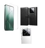 3 in 1 Combo Pack for Xiaomi 14 5G – Flip Black (Back Cover + Camera Lens Protector + Tempered Glass)