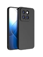 3 in 1 Combo Pack for Xiaomi 14 5G – Silicone Black (Back Cover + Camera Lens Protector + Tempered Glass)