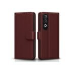 3 in 1 Combo Pack for OnePlus Nord CE 4 5G – Flip Brown Case (Back Cover + Camera Lens Protector + Tempered Glass)