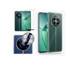 3 in 1 Combo Pack for Realme 12 Plus 5G / Realme P1 5G / Narzo 70 5G / Narzo 70 Pro 5G – Transparent Cover (Back Cover + Camera Lens Protector + Tempered Glass)
