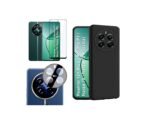 3 in 1 Combo Pack for Realme 12+ Plus/Realme P1 / Narzo 70/70 Pro (5G) – Silicone Black (Back Cover + Camera Lens Protector + Tempered Glass)