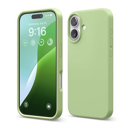 iPhone 16 Case, Premium Liquid Silicone Case, Full Body Protective Cover, Shockproof (Pastel Green)