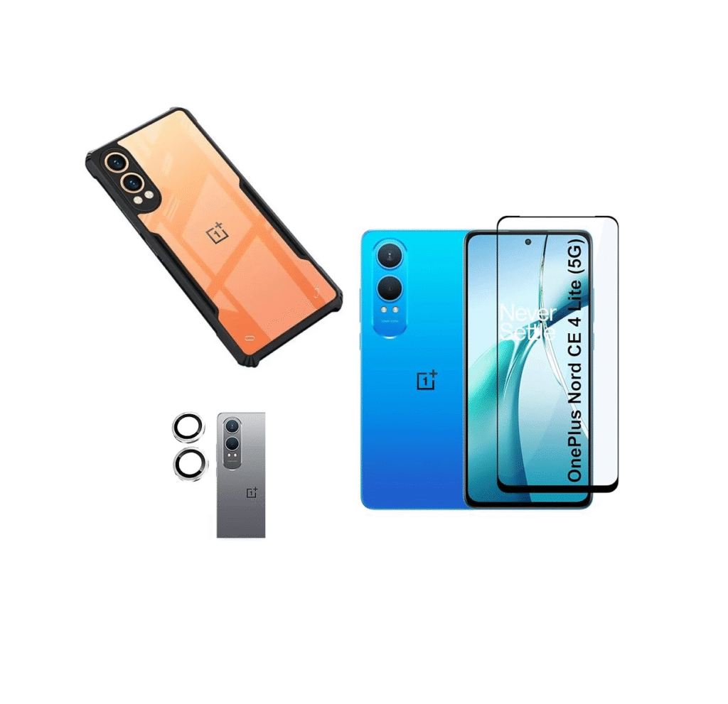 3 in 1 Combo Pack for ‎OnePlus Nord CE4 Lite 5G – Eagle Case (Back Cover + Camera Lens Protector + Tempered Glass)
