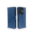 Flip Cover Leather Finish | Wallet Stand and Shock Proof | Complete Protection Flip Case for Redmi 13 5G / Poco M6 Plus 5G (Blue)