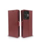 Flip Cover Leather Finish | Wallet Stand and Shock Proof | Complete Protection Flip Case for Redmi 13 5G / Poco M6 Plus 5G (Brown)