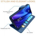 Mi Redmi K20 / K20 Pro Flip Case Leather Finish | Inside TPU with Card Pockets | Wallet Stand and Shock Proof (Blue)