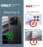 Back Cover for Redmi Note 14 5G Silicone Clear Shockproof Case with Camera Protection (Transparent)