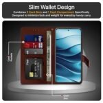 Flip Cover Back Case Cover for Redmi Note 14 5G | Flexible | Leather Finish | Card Pockets Wallet & Stand (Brown)