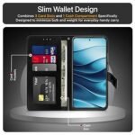 Flip Cover Back Case Cover for Redmi Note 14 5G | Flexible | Leather Finish | Card Pockets Wallet & Stand (Black)