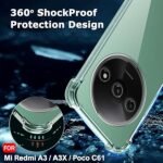 Back Cover Case for Mi Redmi A3 / A3X / Poco C61 | Shockproof Soft TPU Case (Transparent)