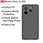 Redmi Note 14 (5G) Back Cover | Camera Bump Protection (Silicone, Black)