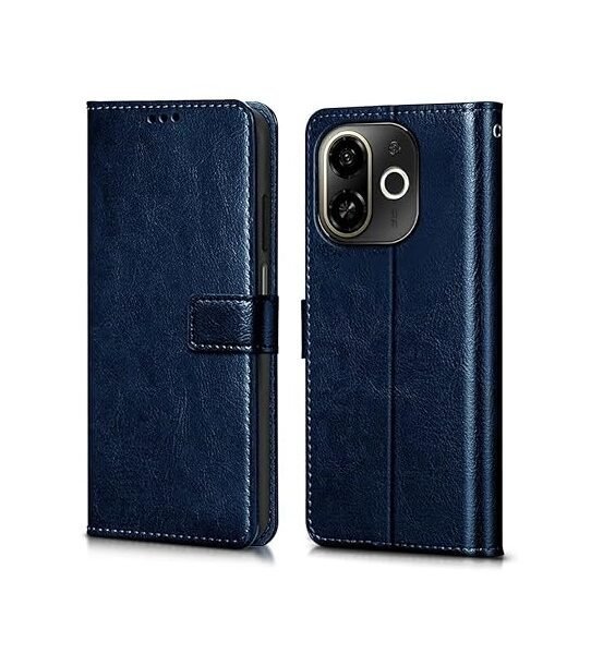 Flip Cover Back Case Cover for Tecno Pop 9 5G | Tecno Spark 30C 5G Flexible | Leather Finish | Card Pockets Wallet & Stand (Blue)