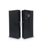 Flip Cover Leather Finish | Wallet Stand and Shock Proof | Complete Protection Flip Case for Redmi 13 5G / Poco M6 Plus 5G (Black)