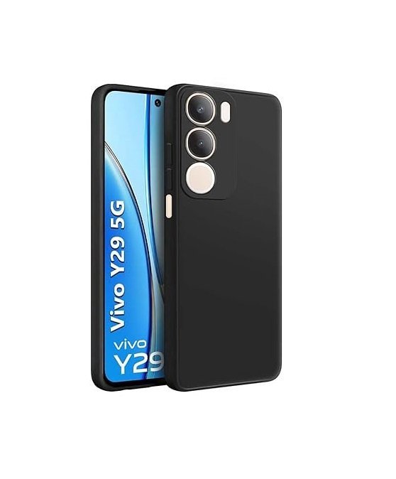 Back Cover Case for Vivo Y29 5G | Matte Soft Silicon Flexible | Camera Bump Protection (Silicone Black)