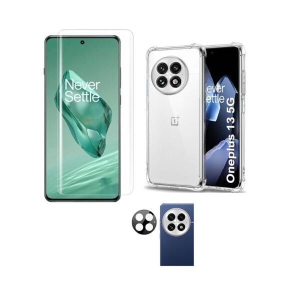 OnePlus 13 5G Ultra Clear Soft Back Cover (Transparent) + Tempered Glass + Camera Lens Protector | 3-in-1 Combo pack