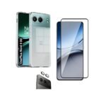 3-in-1 combo Pack Transparent Back Case for OnePlus Nord 4 5G + Screen Glass + Camera Lens Protector