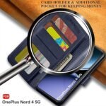 Leather Finish Flip Back Cover Case for OnePlus Nord 4 5G | Inbuilt Pockets & Stand | Wallet Style | Designer Button (Flip Blue)