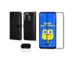 Tecno Pop 9 5G / Tecno Spark 30C 5G Flip Cover Combo Pack | + Camera Lens Protector & Screen Guard (Black)