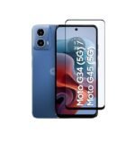 3 in 1 Combo Pack for Motorola Moto G34 5G | Moto G45 5G – Transparent Cover (Back Cover + Camera Lens Protector + Tempered Glass)