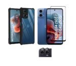 3 in 1 Combo Pack for Motorola Moto G34 5G | Moto G45 5G – Eagle Transparent Cover (Back Cover + Camera Lens Protector + Tempered Glass)
