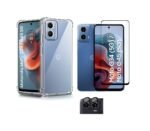 3 in 1 Combo Pack for Motorola Moto G34 5G | Moto G45 5G – Transparent Cover (Back Cover + Camera Lens Protector + Tempered Glass)