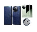 3 in 1 Combo Pack for Xiaomi 14 Civi 5G – Flip Black Cover (Back Cover + Camera Lens Protector + Tempered Glass)