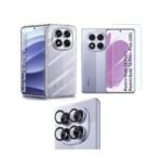 Mi Redmi Note 14 Pro 5G / Poco X7 5G - Transparent Back Cover Case | 3-in-1 Combo (Tempered Glass & Camera Lens)