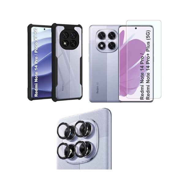 Mi Redmi Note 14 Pro 5G / Poco X7 5G Eagle Black Back Cover Case | 3-in-1 Combo (Tempered Glass & Camera Lens)