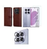 Flip Cover Back Case Cover for Redmi Note 14 Pro 5G | Poco X7 5G | Flexible | Leather Finish | Card Pockets Wallet & Stand | Chestnut (Brown)
