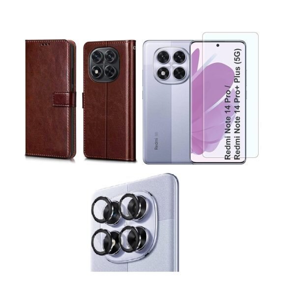 Flip Cover Back Case Cover for Redmi Note 14 Pro 5G | Poco X7 5G | Flexible | Leather Finish | Card Pockets Wallet & Stand | Chestnut (Brown)