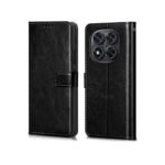 Flip Cover Back Case Cover for Redmi Note 14 Pro 5G | Poco X7 5G | Flexible | Leather Finish | Card Pockets Wallet & Stand | Chestnut (Black)