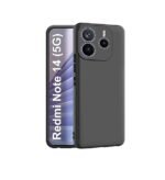 Combo pack for Redmi Note 14 (5G) Back Cover |  (Silicone, Black) Camera Lens Protector & Tempered Screen Glass.