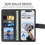 Flip Cover Back Case for Tecno Pova 6 Neo 5G | Premium Leather Finish | Inbuilt Pockets & Stand (Flip Black)