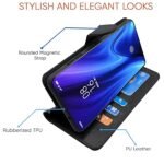 Mi Redmi K20 / K20 Pro Flip Case Leather Finish | Inside TPU with Card Pockets | Wallet Stand and Shock Proof (Black)