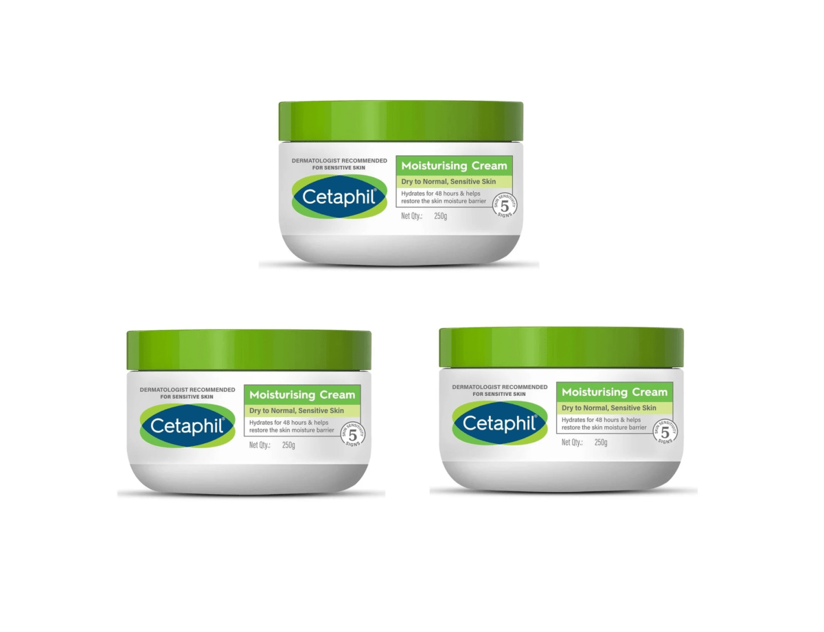 Cetaphil Moisturising Cream for Face & Body,Dry to Normal skin, 250 gm, Niacinamide &Vitamin B5 (Pack Of 3)