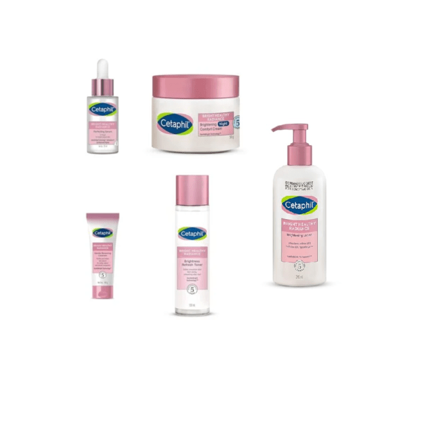 Cetaphil Bright Healthy Niacinamide Vitamin B3, Refresh Toner Cream 150 ml | Gentle Renewing Cleanser | 100G | Glow Serum, 30ml | Brightening Night Comfort Cream - 50 g | Brightness Lotion 245ml (Pack Of 5)