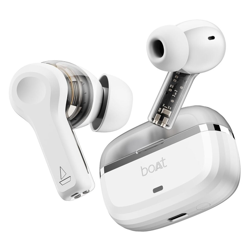 boAt Nirvana Space, 360 Spatial Audio, Active Noise Cancellation (~32dB), 100Hrs Battery, v5.3 Bluetooth TWS in Ear Earbuds Wireless Earphones with mic (White)