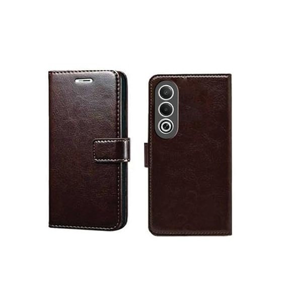Oppo K12X 5G Flip Cover | Premium Leather Finish Flip Cover | with Card Pockets | Wallet Stand - Flip Coffee