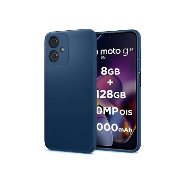Silicone Back Cover Case for Motorola Moto G54 5G / G64 5G | Camera Protection Bump (Silicone, Blue)