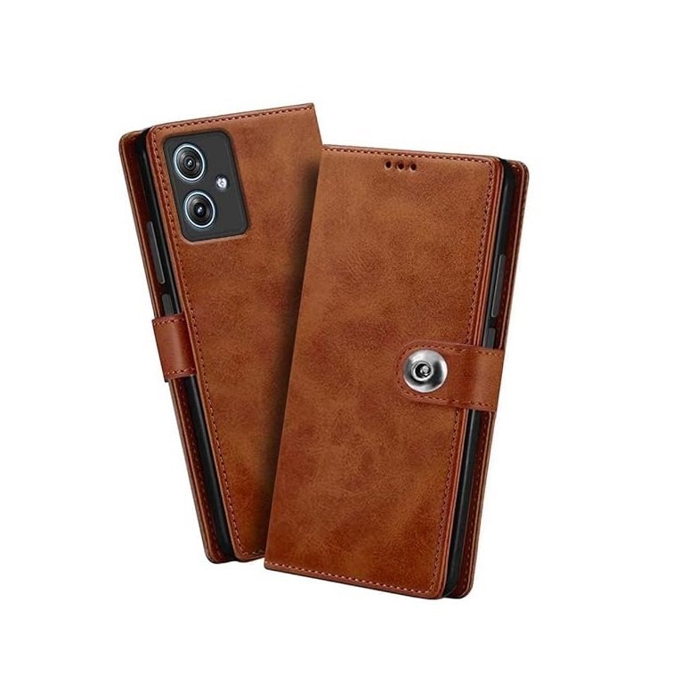 Motorola Moto G54 5G | Moto G64 5G| Leather Finish Cover & Flexible Stand Design | Card and Money Pocket (Flip Brown)