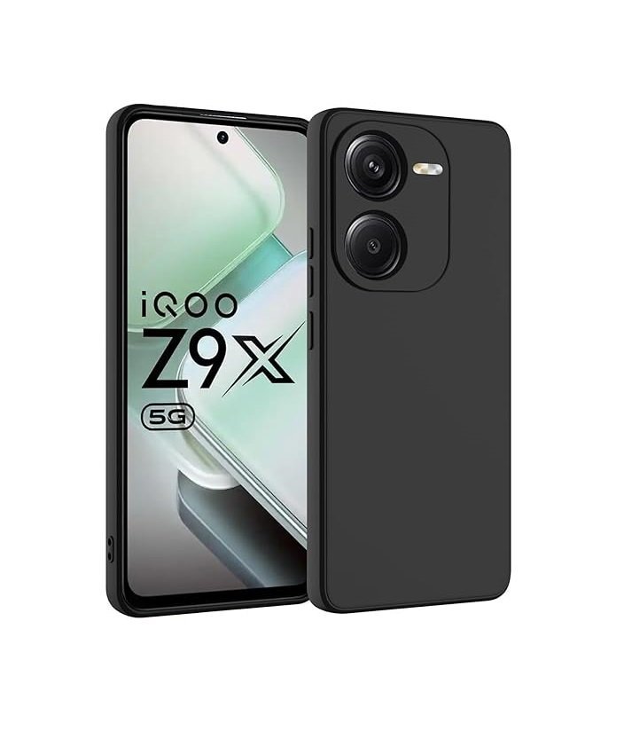 iQOO Z9x 5G Back Cover | Soft Silicone Slim Back Case Cover (Silicone Black)