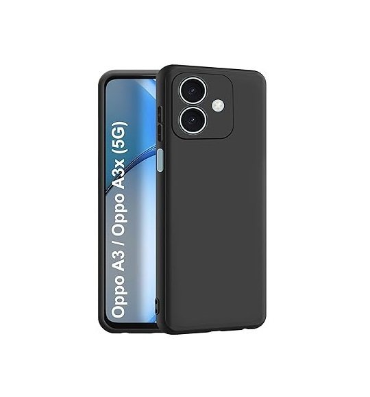 Oppo A3x / A3 (5G) Back Cover | Camera Bump Protection & Inner Velvet Fabric Lining (Silicone Black)