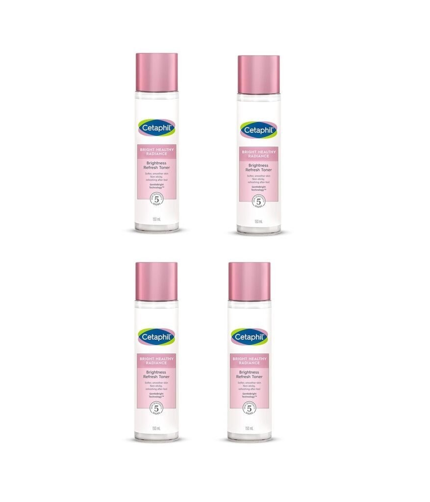 Cetaphil Bright Healthy Niacinamide Vitamin B3 Sea Daffodil Extract Radiance Refresh Toner Cream, - White,150 ml (Pack of 4)