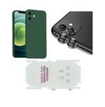 Silicone Bumper Cover Case for Apple iPhone 11 (Green) | Camera Lens (Black) | Matte Finish Back Membrane screen Guard (Pack Of 3) Combo