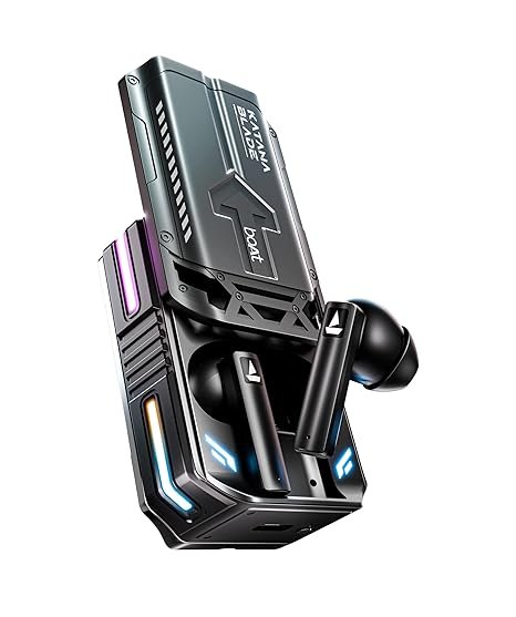 boAt Immortal Katana Blade 2.0 TWS in Ear Earbuds, 70hrs Playback, IWP,50 ms Low Latency Beast Mode, RGB LEDs, 4 Mics w/ENx & IPX4 Rating(Gunmetal Black)